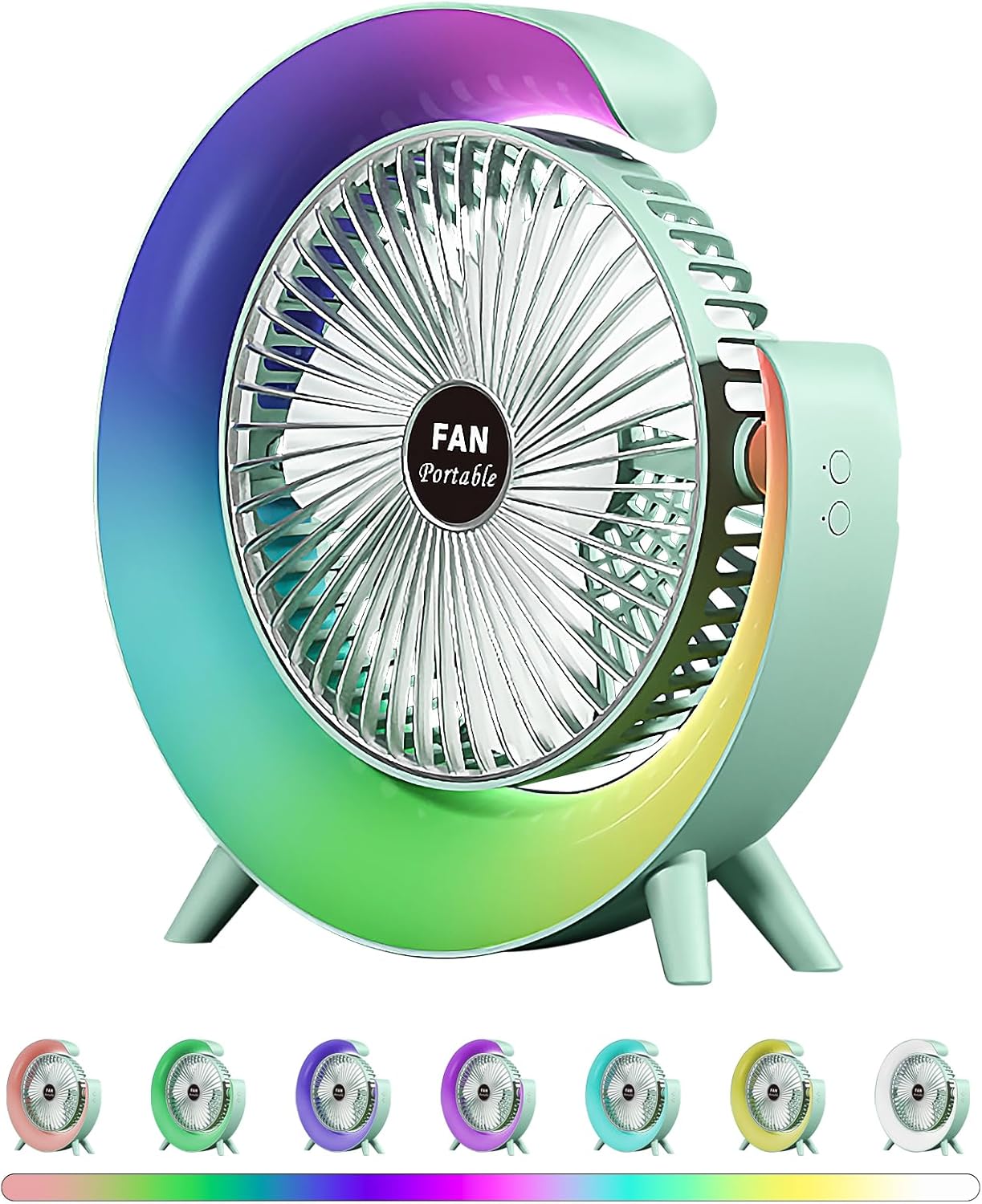 Colorful Desktop Fan – Silent Cooling with LED Ambient Light