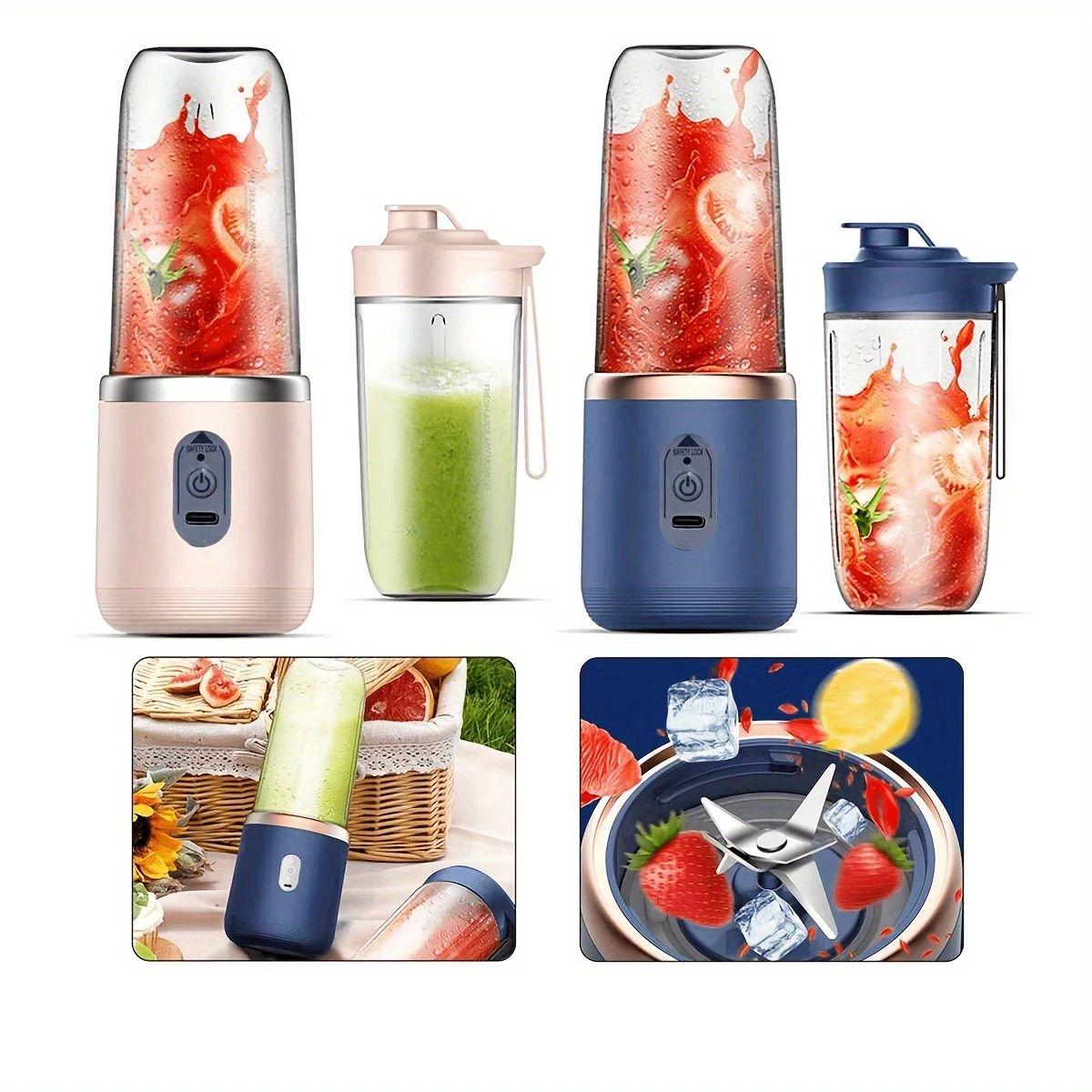 6-Blade Mini Portable Juicer – 2-in-1 Rechargeable Blender