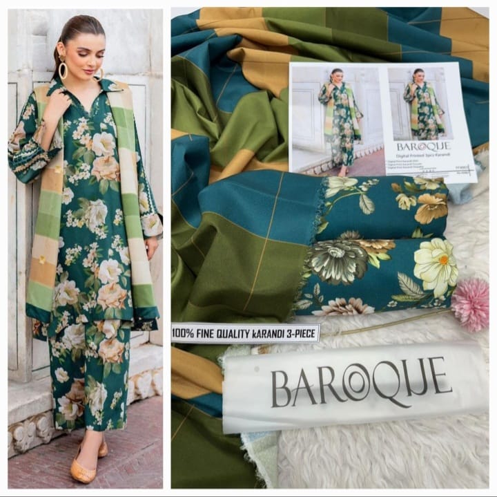 Baroque Midnight Black & Ivory Karandi – 3PC