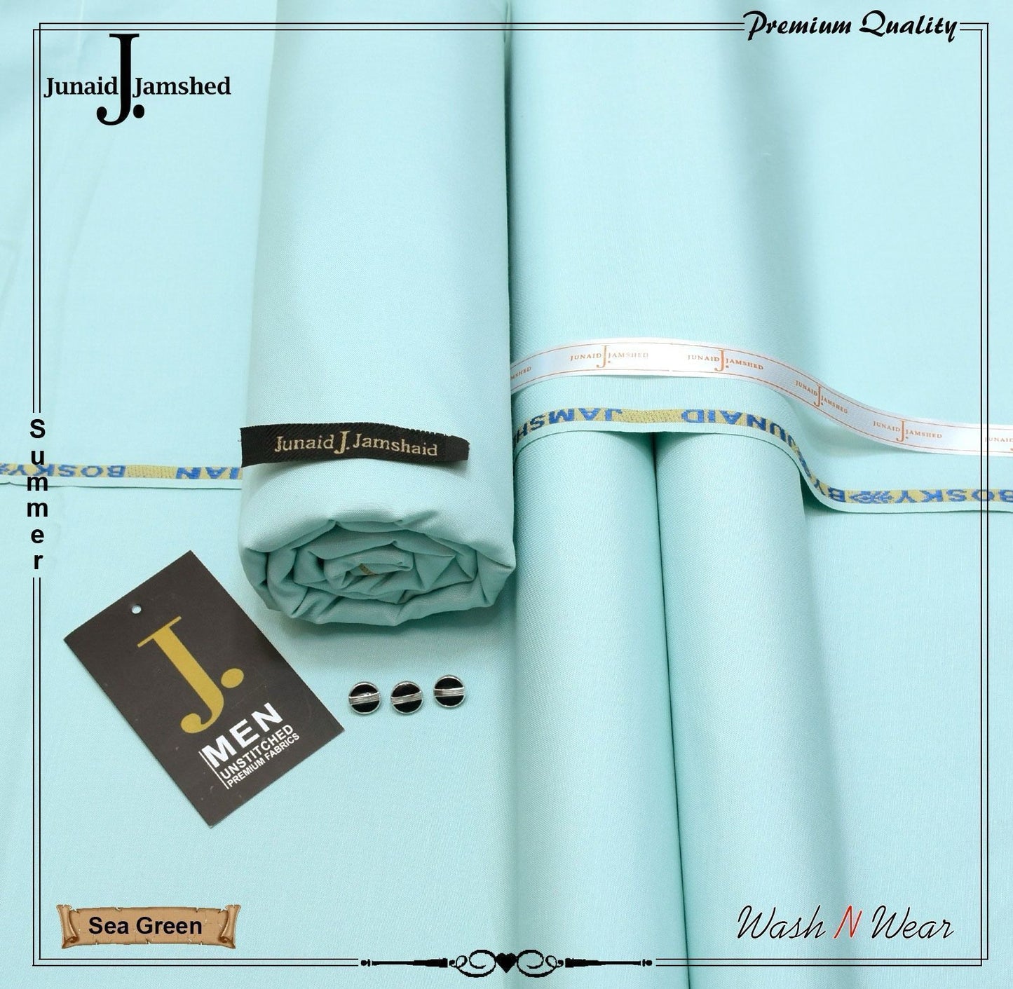 J. Sea Green Summer Wash N Wear Unstitched Suit