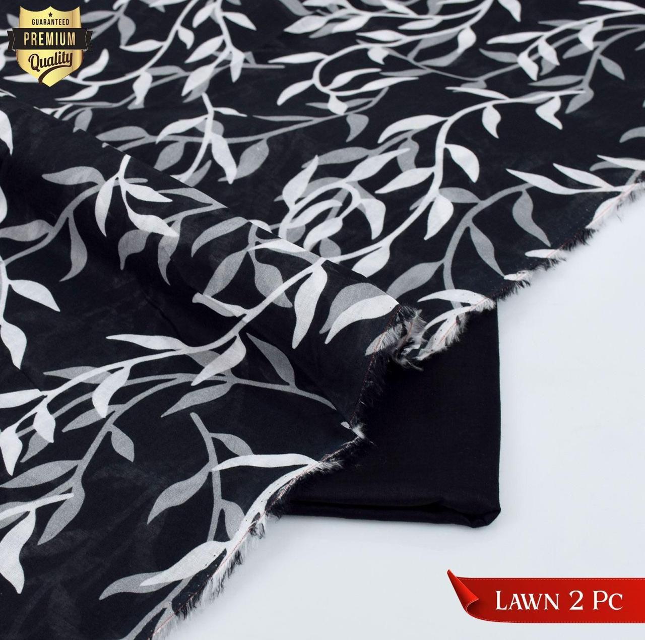 BinQ Official – Monochrome Vine 2-Piece Digital Printed Lawn Suit