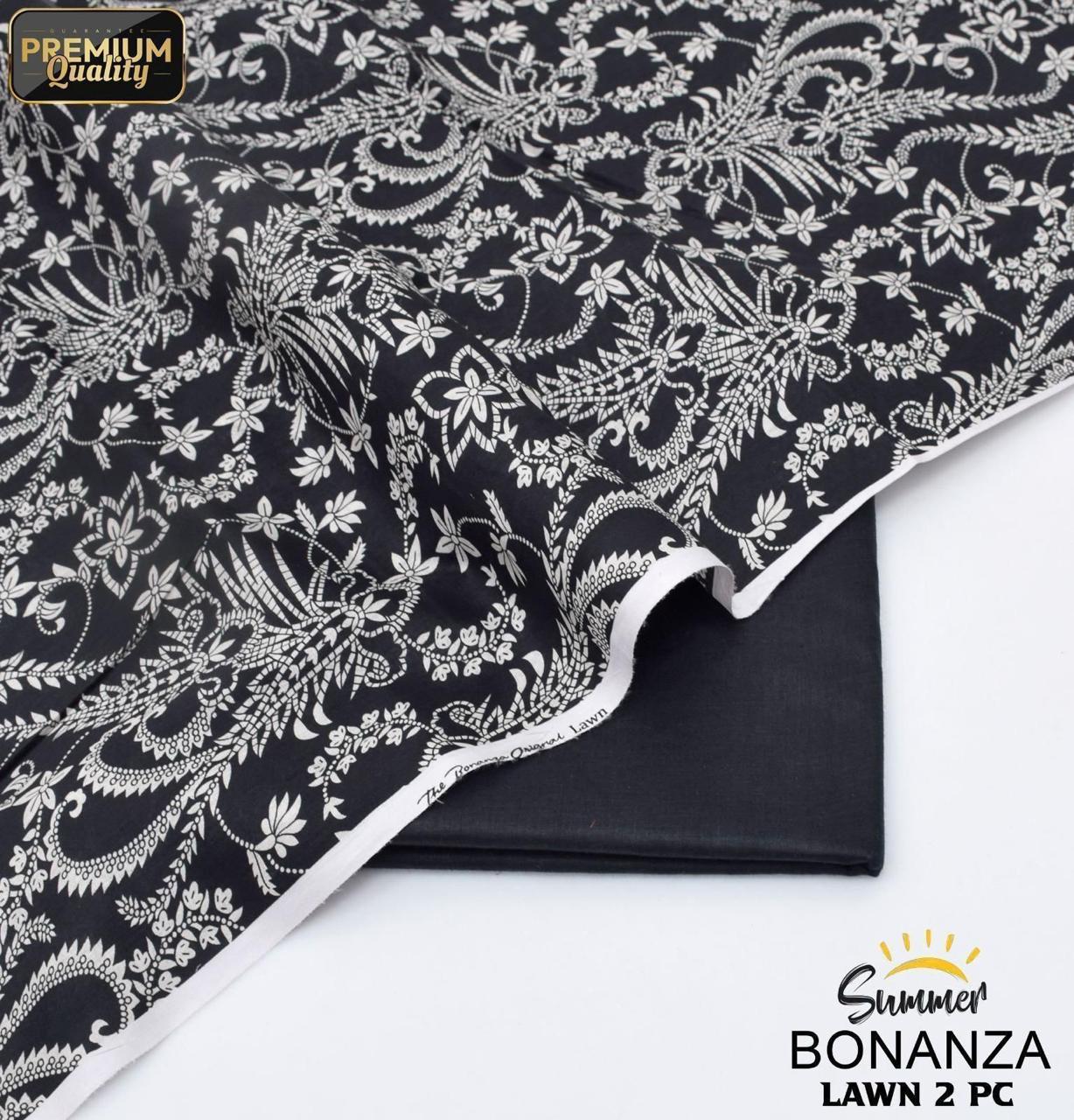 Bonanza Original – Black & White Paisley 2-Piece Digital Printed Lawn Suit