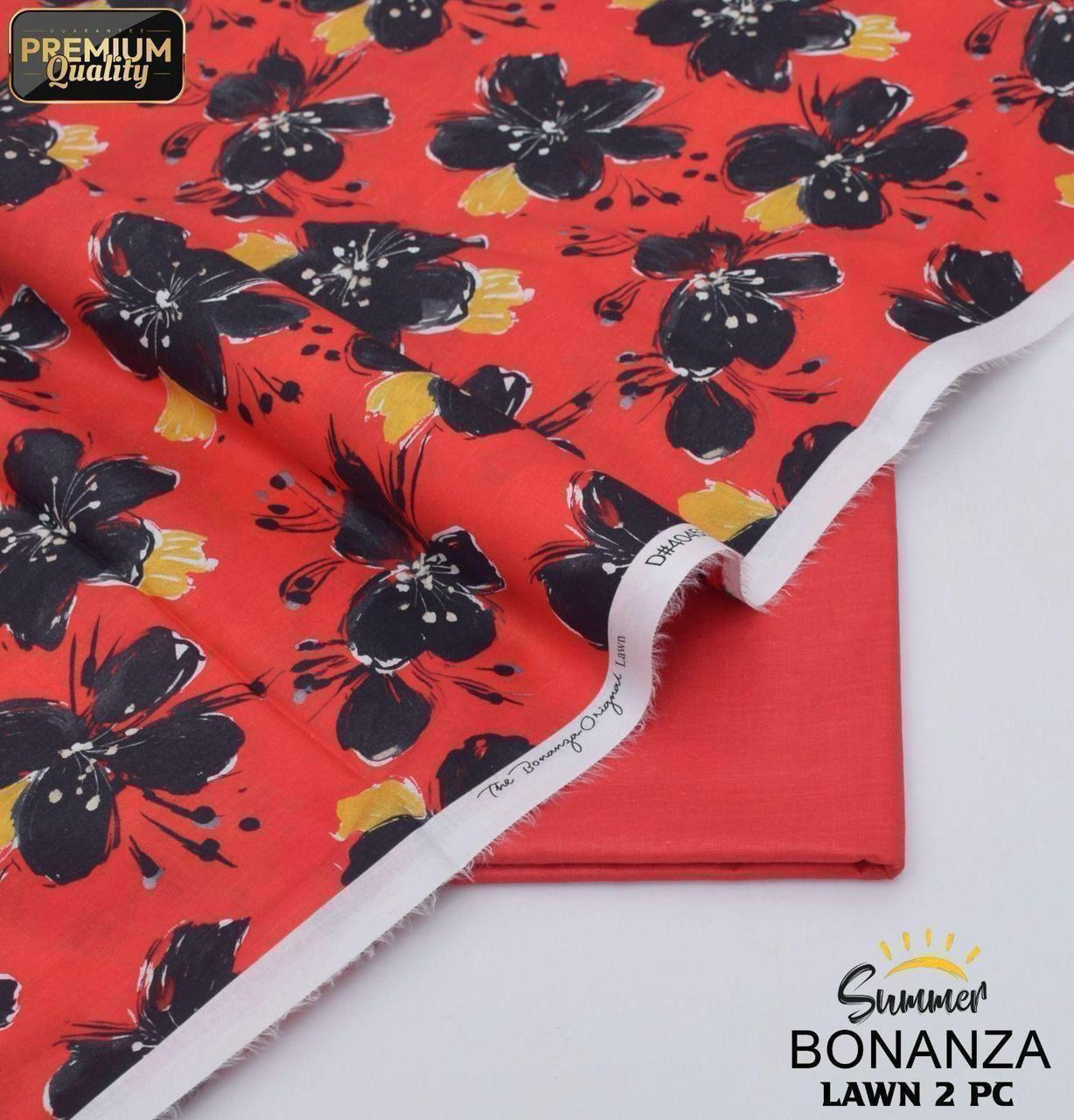 Binq Official – Bonanza Satrangi Red Poppy Digital Printed 2-Piece Summer Lawn Suit