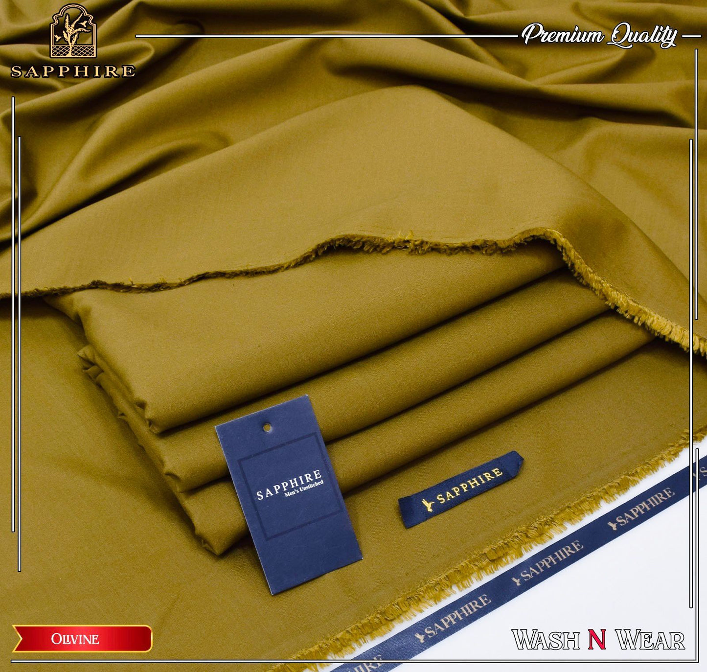 Sapphire Men’s Luxury Wash & Wear – 4 Meter Unstitched Suit (Olivine Edition)