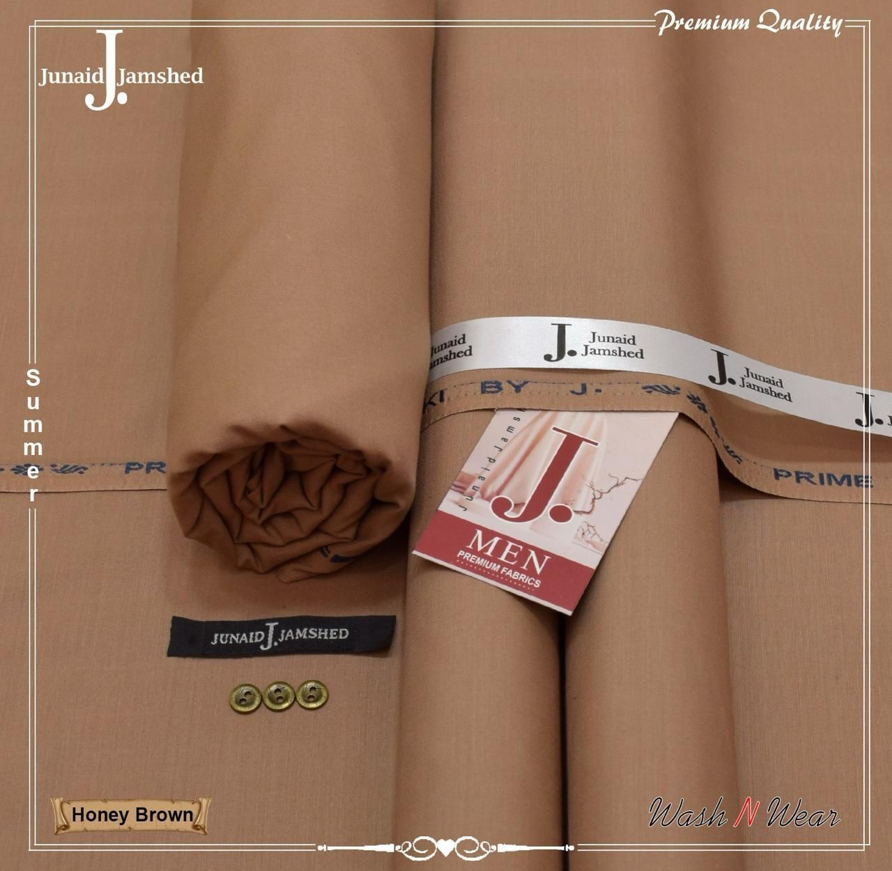 J. Junaid Jamshed Honey Brown Premium Unstitched Suit