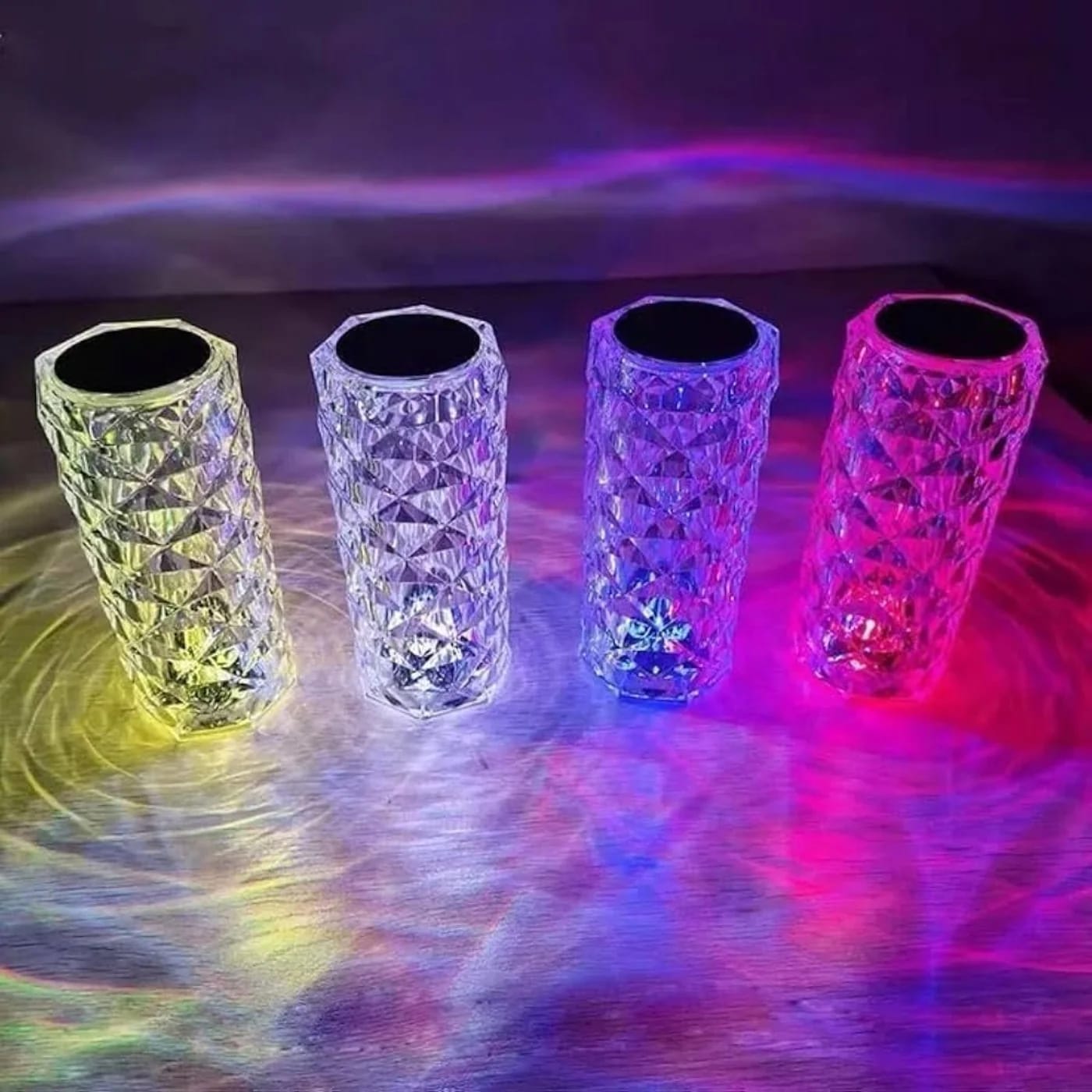 Diamond Rose Crystal Touch Lamp – 16 Colors & Remote Control