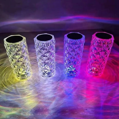 Diamond Rose Crystal Touch Lamp – 16 Colors & Remote Control