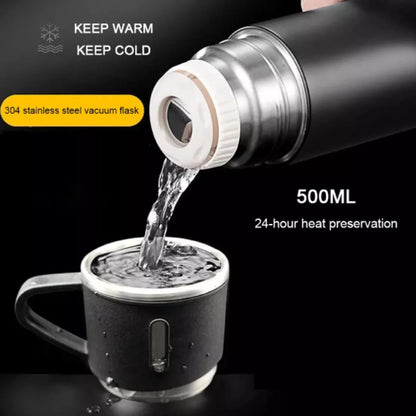 Double-Layer Stainless Steel Vacuum Flask Set – 500ML (3 Cups)