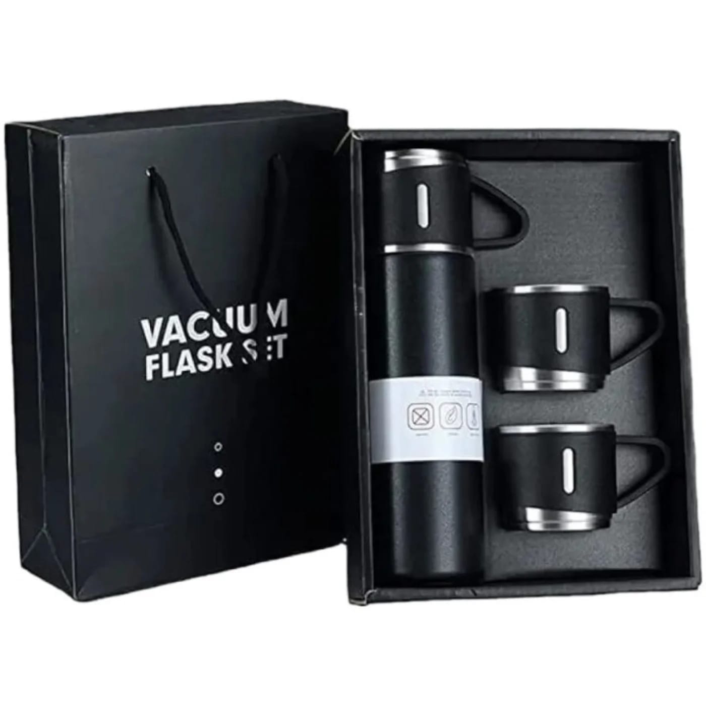 Double-Layer Stainless Steel Vacuum Flask Set – 500ML (3 Cups)