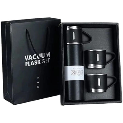 Double-Layer Stainless Steel Vacuum Flask Set – 500ML (3 Cups)