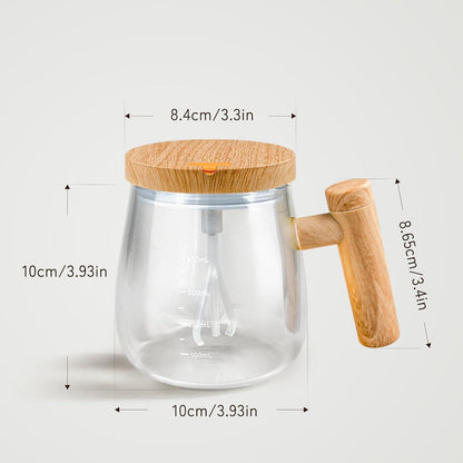 Wooden Style Self-Stirring Mug – Automatic Electric Mixing Cup