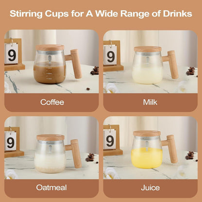 Wooden Style Self-Stirring Mug – Automatic Electric Mixing Cup