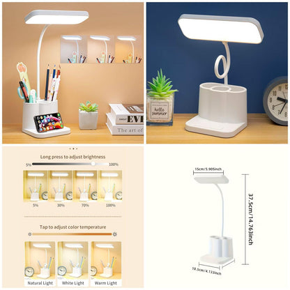 LED Touch Desk Lamp with Pen Holder & Phone Stand