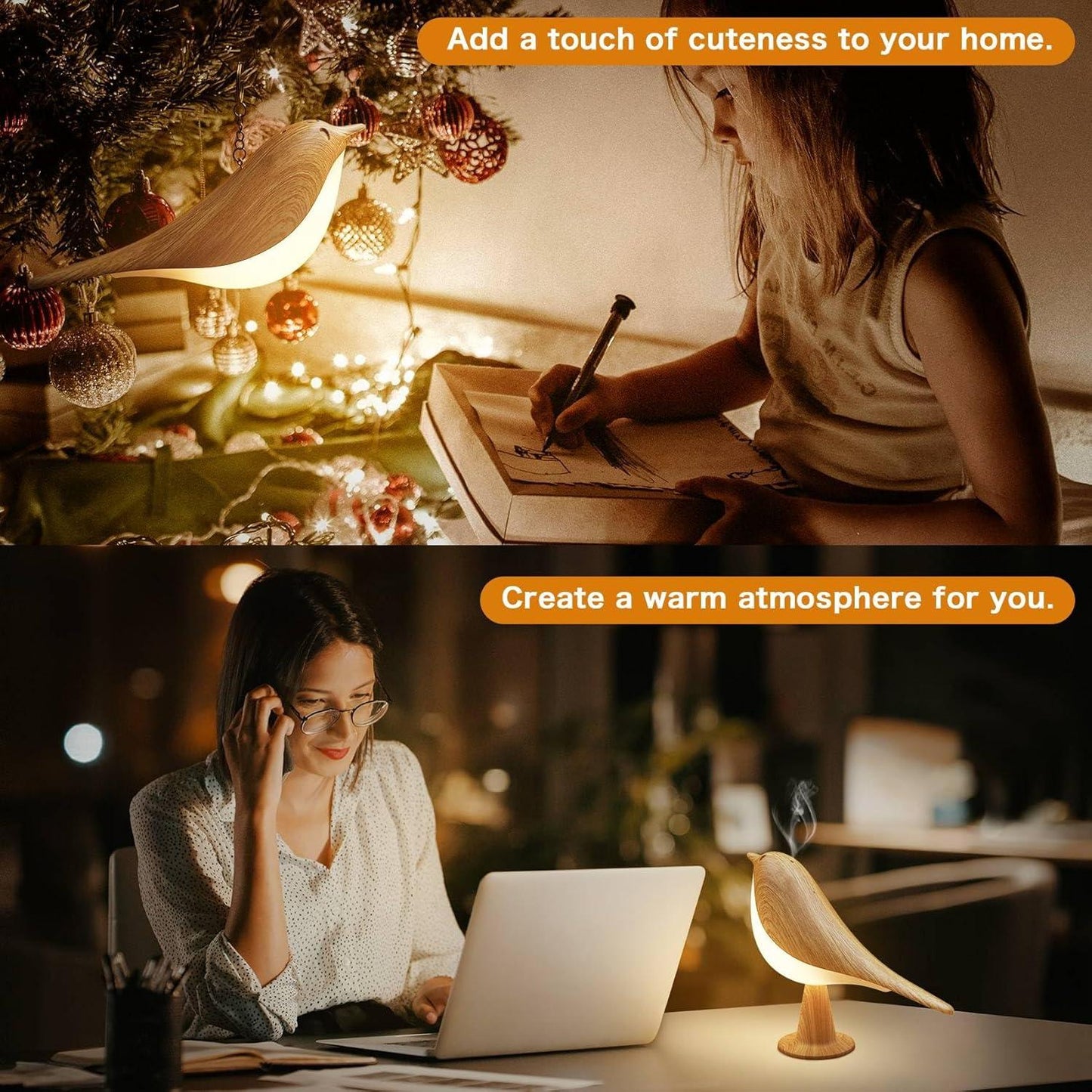 Bird Cordless Table Lamp – 3-Color Touch Dimmer