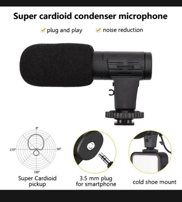 AY-49 Video Making Kit | All-in-One Vlogging Tripod with Wireless Remote, Microphone, LED Light & Mobile Holder Smart Video Making Kit