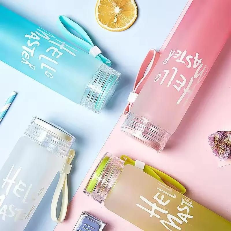 Hello Master Frosted Glass Bottle – 400ml Leak-Proof Tumbler