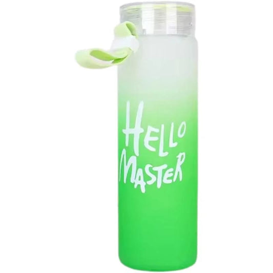 Hello Master Frosted Glass Bottle – 400ml Leak-Proof Tumbler