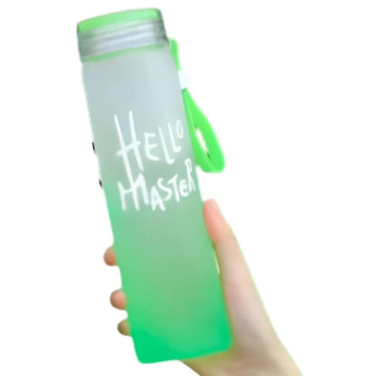 Hello Master Frosted Glass Bottle – 400ml Leak-Proof Tumbler