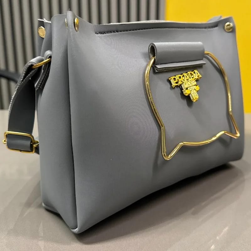 Elegant Cat Handle Handbag – Gray Crossbody & Shoulder Bag