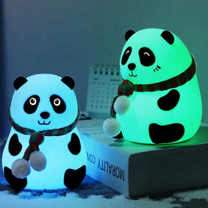 Panda LED Rechargeable Night Lamp – Soft Silicone 7-Color Touch