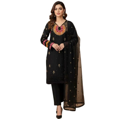 Luxury Organza 3-Piece Unstitched Suit – Handmade Aari & Zari Work