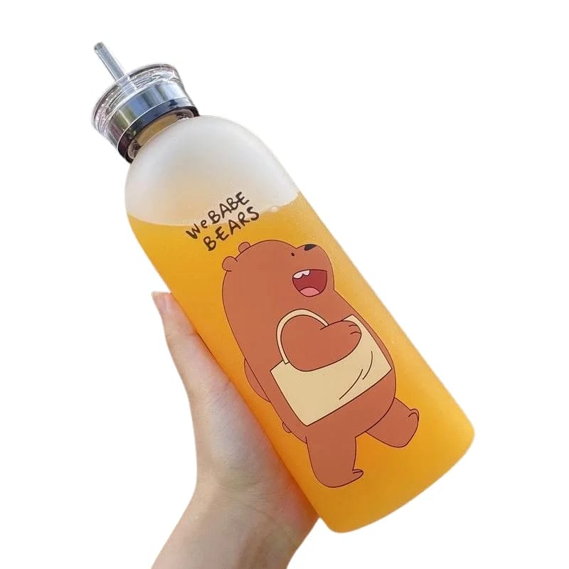 We Bare Bears Frosted Water Bottle – 1000ml with Straw