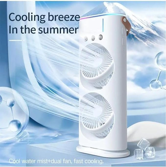 Mini Double Head Mist Fan | Portable Air Cooler & Humidifier