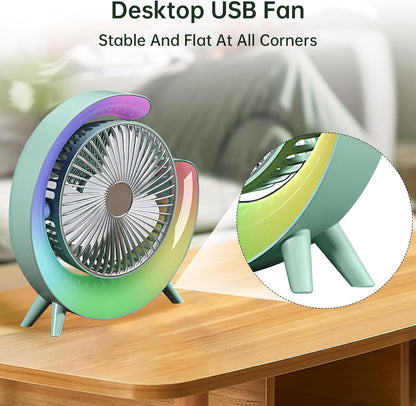Colorful Desktop Fan – Silent Cooling with LED Ambient Light