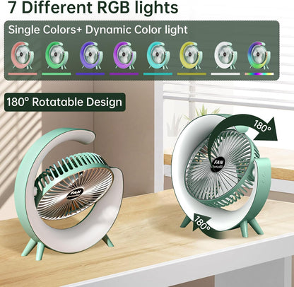 Colorful Desktop Fan – Silent Cooling with LED Ambient Light