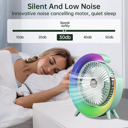 Colorful Desktop Fan – Silent Cooling with LED Ambient Light