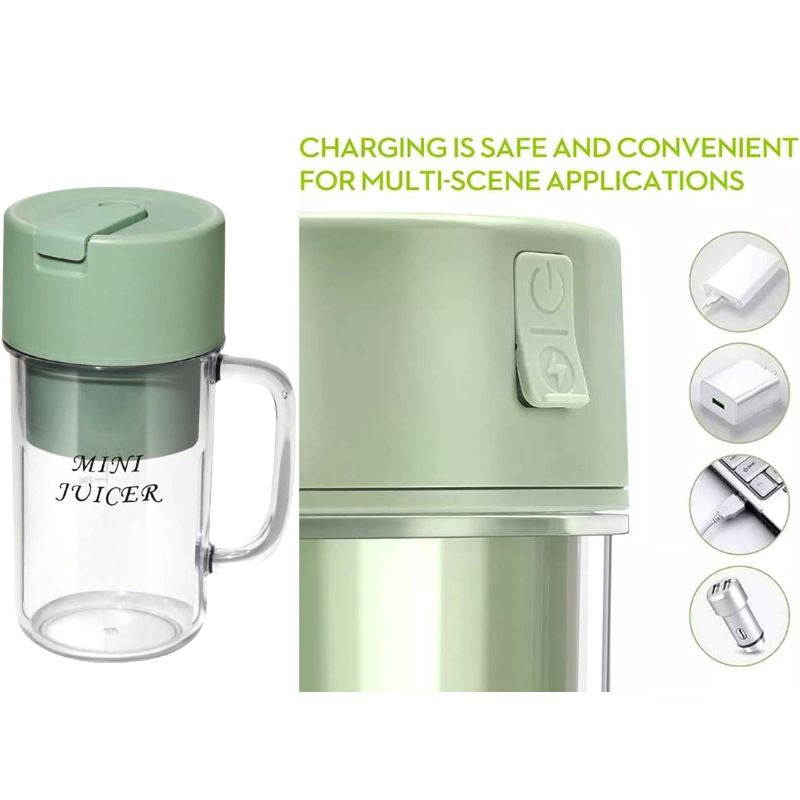 2-in-1 Mini Portable Blender – 6-Blade USB Rechargeable Juicer