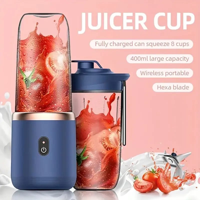 6-Blade Mini Portable Juicer – 2-in-1 Rechargeable Blender
