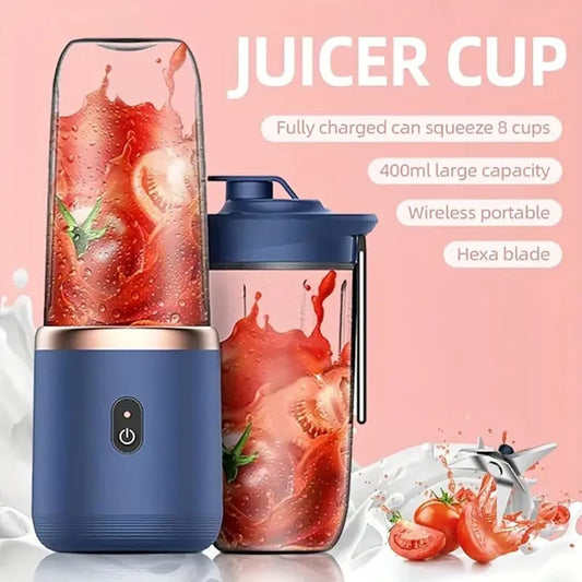 6-Blade Mini Portable Juicer – 2-in-1 Rechargeable Blender