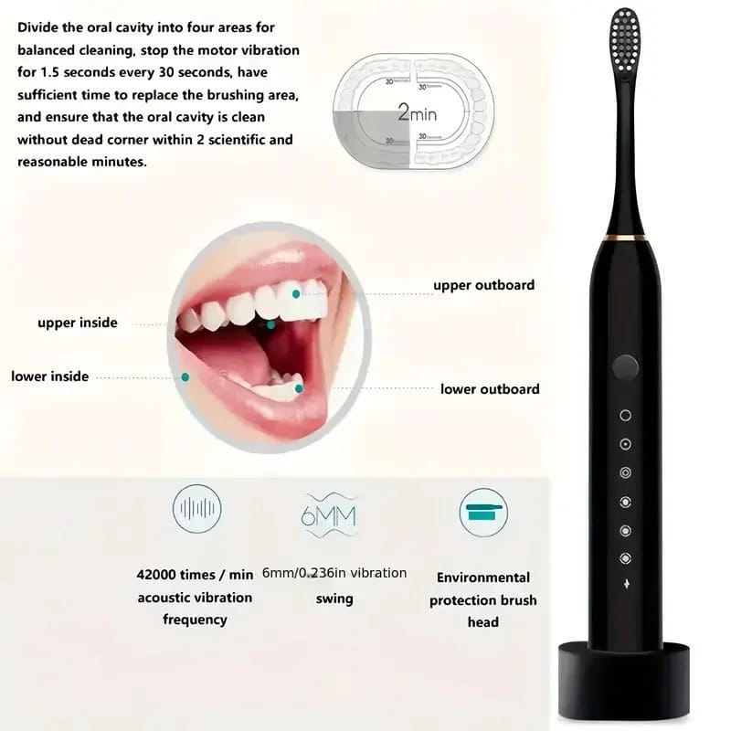 X3 Sonic Electric Toothbrush – Rechargeable with 5 Smart Cleaning Modes