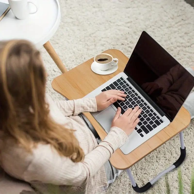 Foldable Laptop Table – Multi-Purpose Bed Desk with Cup Holder