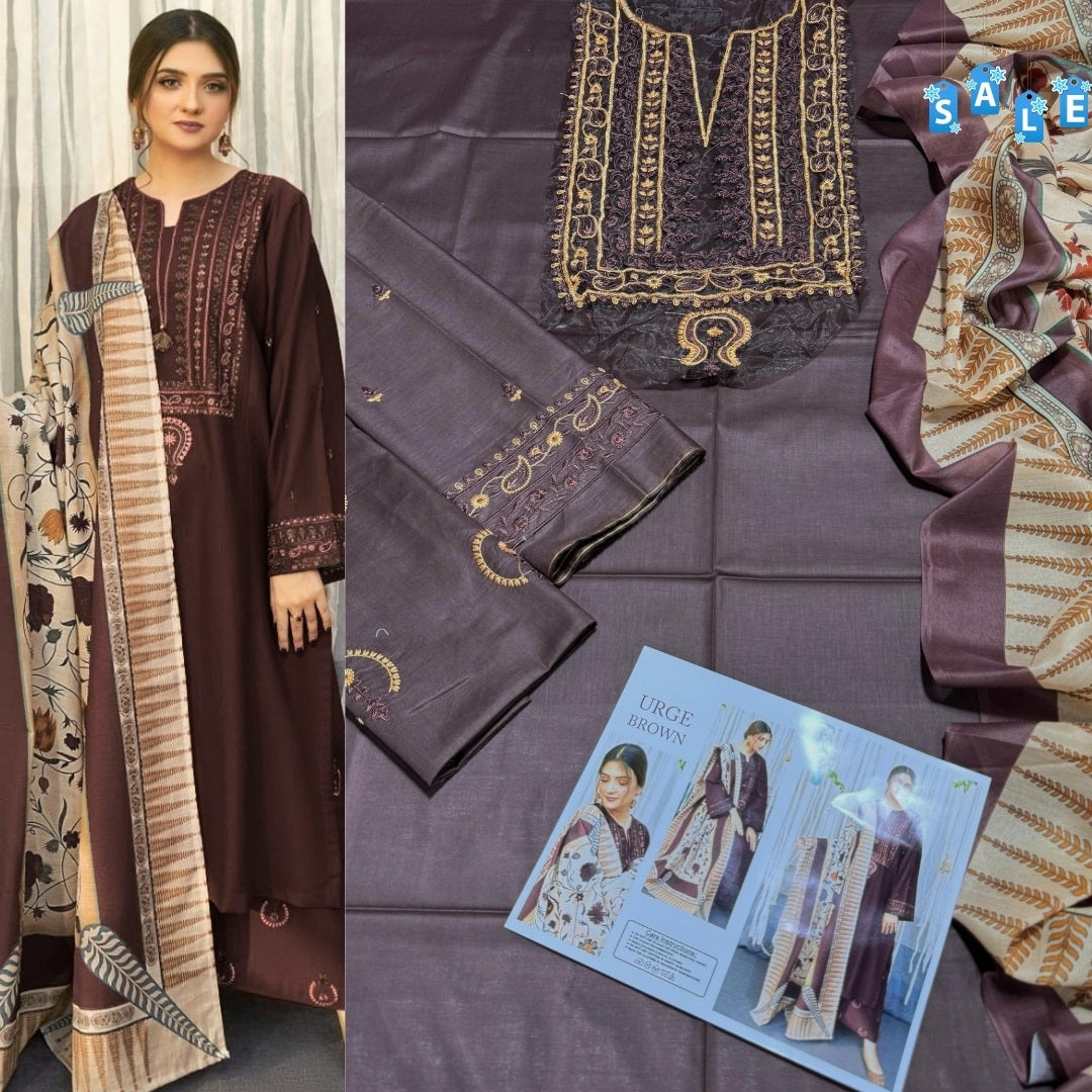 Binq Official – Urge Rich Brown Luxury Embroidered 3-Piece Summer Suit