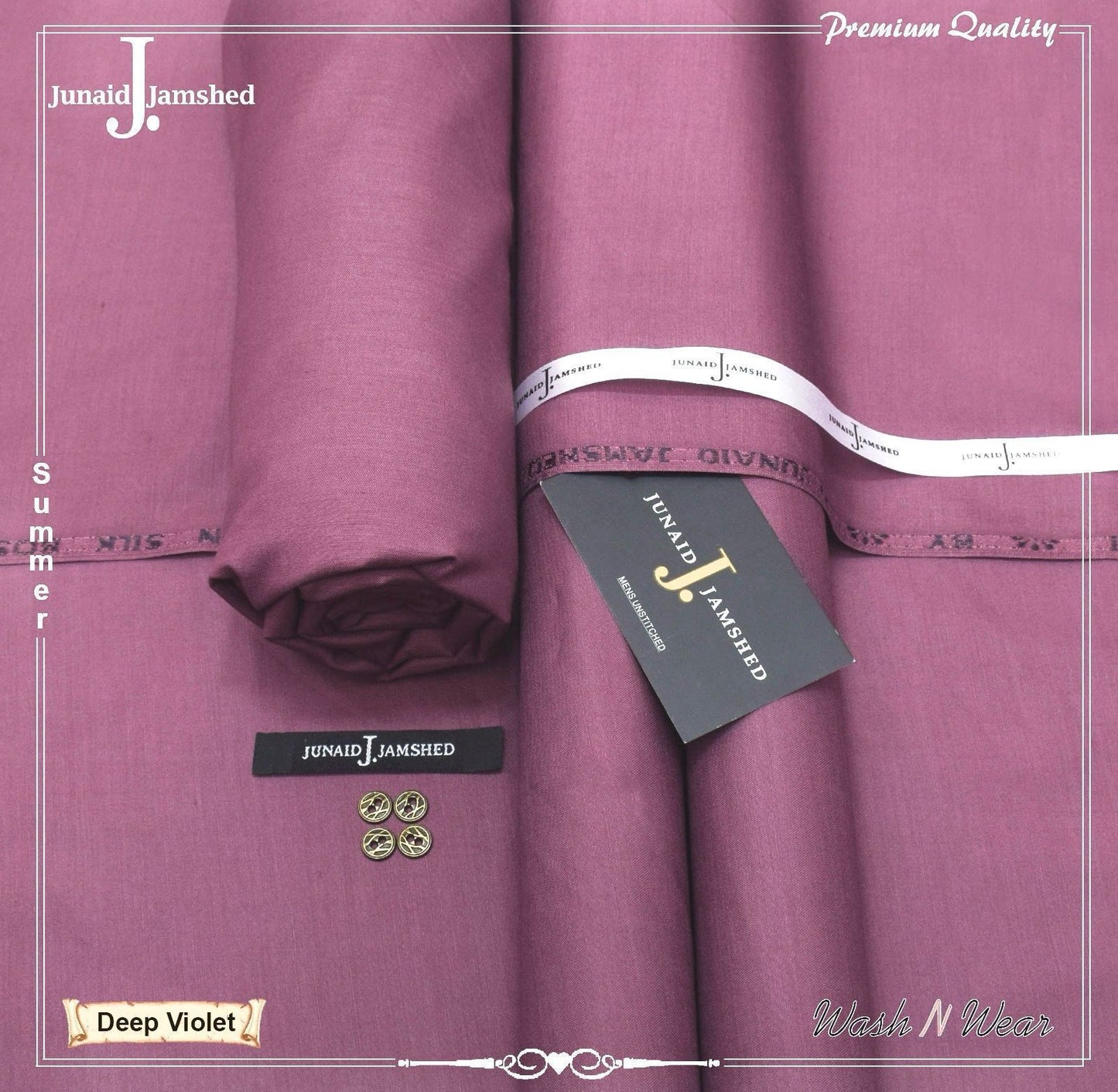 J. Luxury Deep Violet Wash N Wear Unstitched Suit