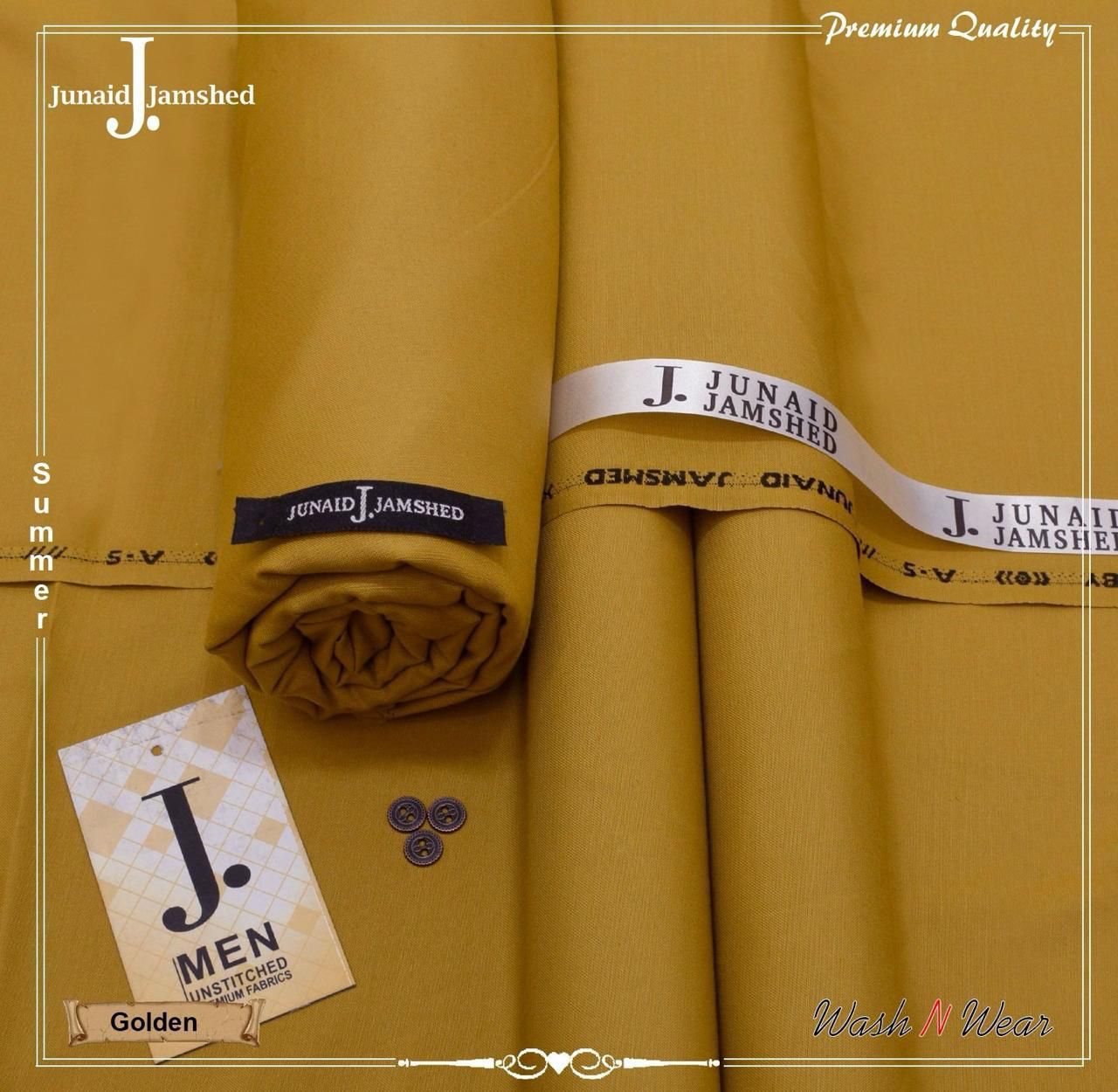 J. Men’s Golden Mustard Unstitched Wash N Wear Suit