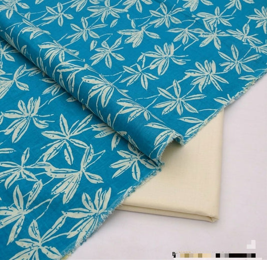 BinQ Official – Turquoise Blue Floral 2-Piece Digital Printed Lawn Suit