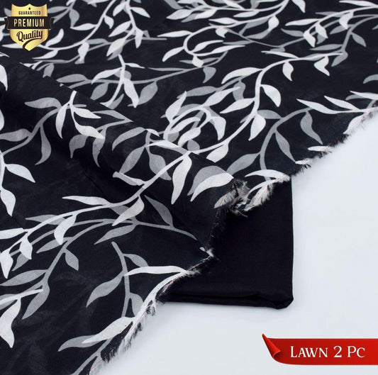 BinQ Official – Monochrome Vine 2-Piece Digital Printed Lawn Suit