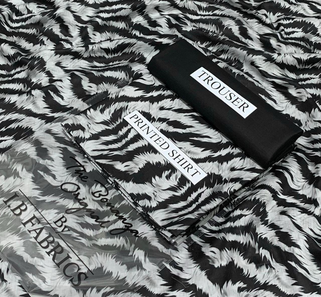 Bonanza Original – Monochrome Tiger Print 2-Piece Digital Printed Lawn Suit