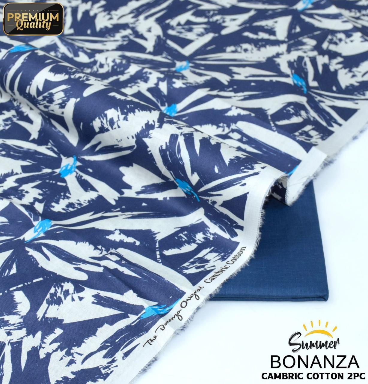 Bonanza Original – Navy Blue Abstract 2-Piece Digital Printed Cambric Cotton Suit