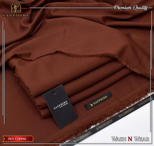 Sapphire Men’s Luxury Wash & Wear – 4 Meter Unstitched Suit (Hot Copper Edition)