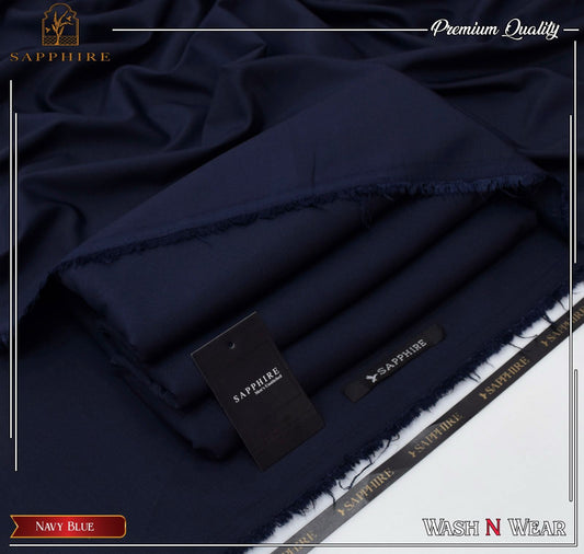 Sapphire Men’s Luxury Wash & Wear – 4 Meter Unstitched Suit (Navy Blue Edition)