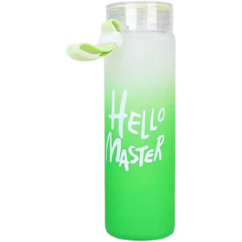 Hello Master Frosted Glass Bottle – 400ml Leak-Proof Tumbler