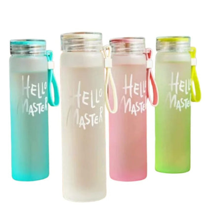 Hello Master Frosted Glass Bottle – 400ml Leak-Proof Tumbler