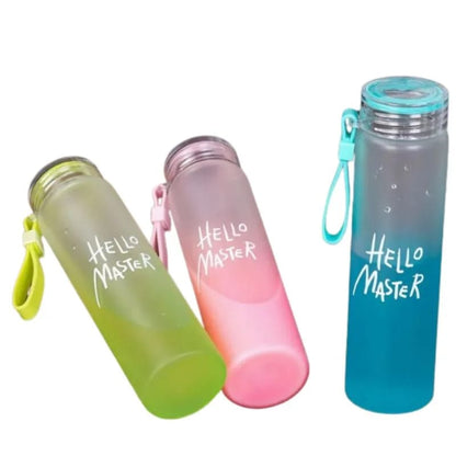 Hello Master Frosted Glass Bottle – 400ml Leak-Proof Tumbler