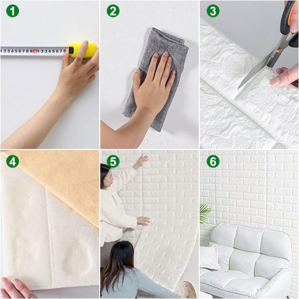 3D White Brick Wall Stickers – Self-Adhesive Waterproof Wall Decor