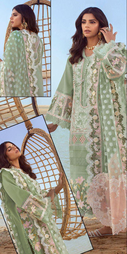 Embroidered Luxury Lawn – Pistachio Green Chickenkari